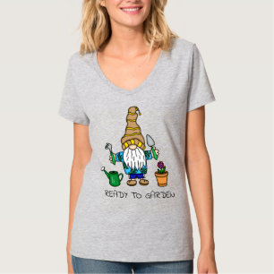 T-shirt Prêt pour le jardin   Gnome de jardinage mignon