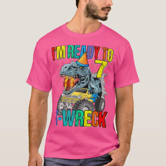 T-shirt Prêt Pour L'Éreck 7 Dinosaur Monster Truck 7th Bir