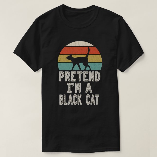 T-shirt Prétendre que je suis un chat noir Easy Halloween  (Design devant)