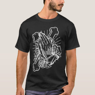 T-shirt Prêter la main avec des roses et croiser