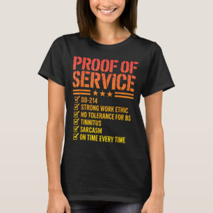 T-shirt Preuve de traits militaires de vétéran de service