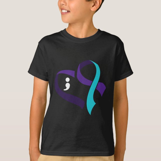 T-shirt Prévention du suicide Coeur Semicolon Santé mental (Devant)