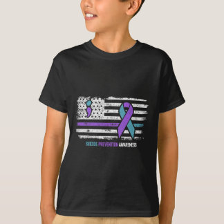 T-shirt Prévention du suicide drapeau américain Sensibilis