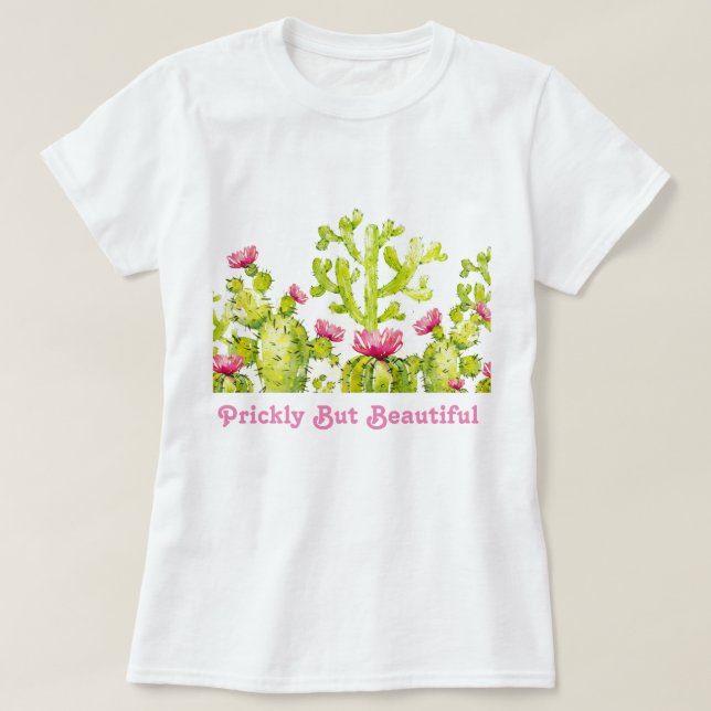 T-shirt Prickly Pear Cactus avec Desert Rose Rose (Design devant)