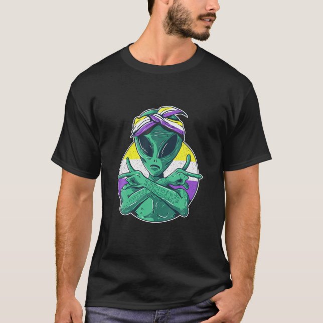 T-shirt Pride Alien LGBTQ Enby Non-Binary (Devant)