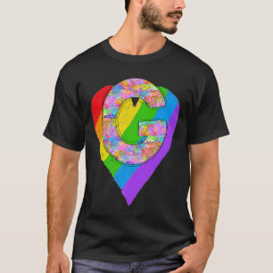 T-shirt Pride Arc-en-ciel G Nom initial Monogram Queer