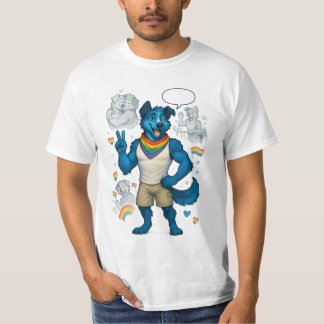 T-shirt Pride Hund avec une vessie en arc-en-ciel