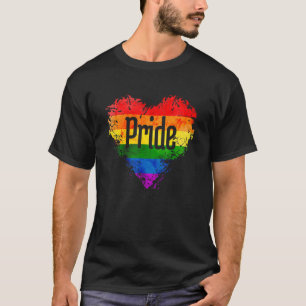 T-shirt Pride Lettre Coeur Arc-en-ciel Distressed Drapeau