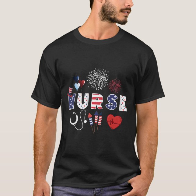T-shirt Pride Nurse Usa Flag Stethoscope Patriotic Nurse 4 (Devant)