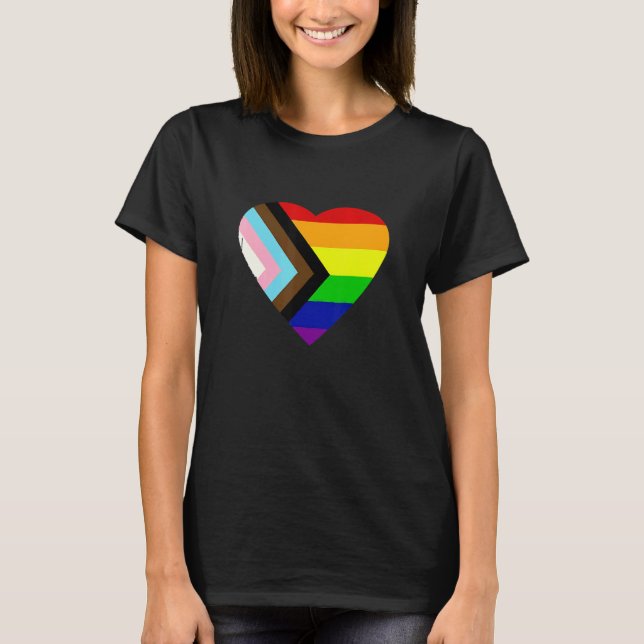 T-shirt Pride Progress Rainbow Flag LGBT + Trans und Queer (Devant)