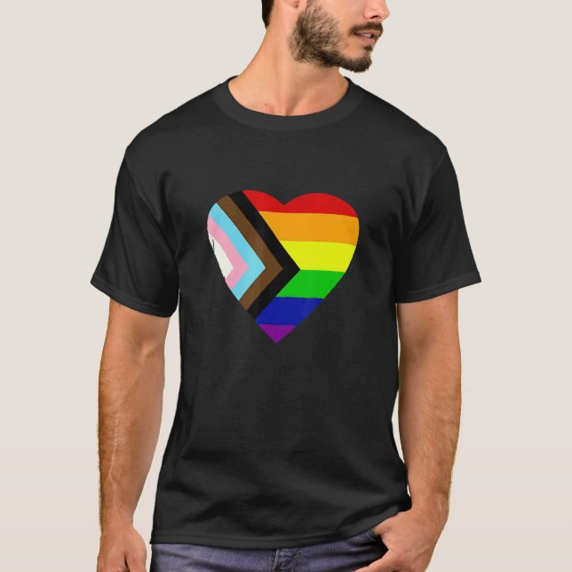 T-shirt Pride Progress Rainbow Flag LGBT + Trans und Queer (Devant)