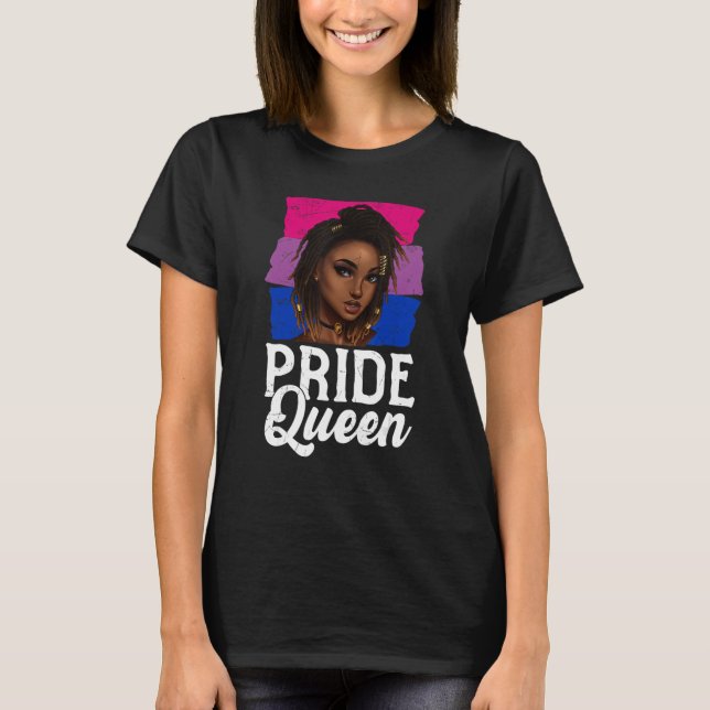 T-shirt Pride Queen Bisexual Drapeau Bisexualité Afro Femm (Devant)