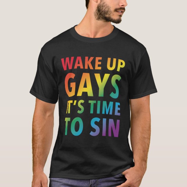 T-shirt Pride Réveillez Les Gays Il Est Temps De Pécher (Devant)