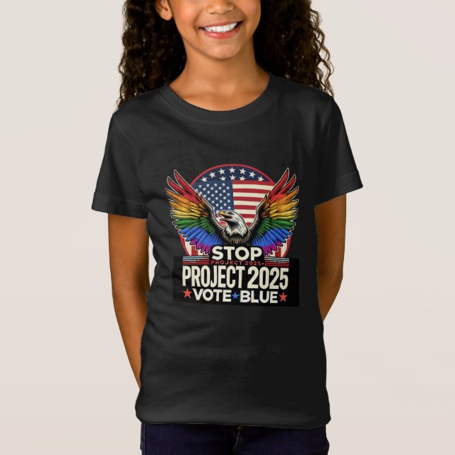 T-Shirt Pride - Stop 2025 - Vote Blue (Devant)
