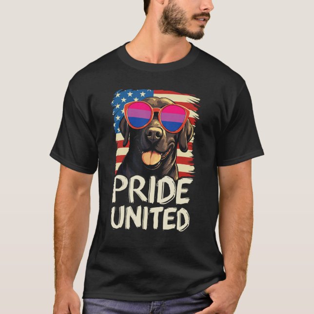 T-shirt Pride United  Labrador Bisexual Flag Sunglasses (Devant)