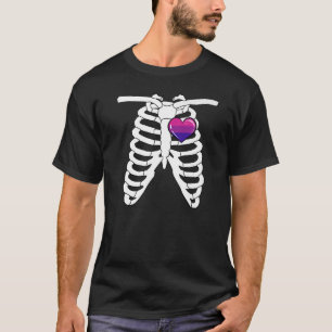 T-shirt Prière d'Halloween bisexuelle Skeleton Lgbtq Bi Ha