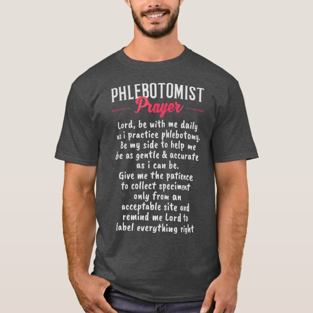 T-shirt Prière phlébotomiste Dons de phlébotomie (Devant)