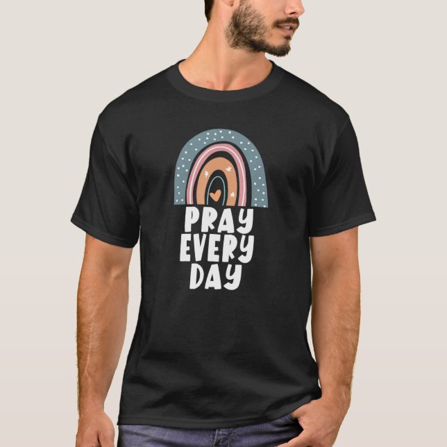 T-shirt Priez chaque jour Prière chrétienne dit Boho Rainb (Devant)