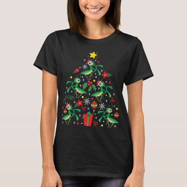 T-shirt Priez Mantis Noël Ornement Arbre Drôle Noël (Devant)