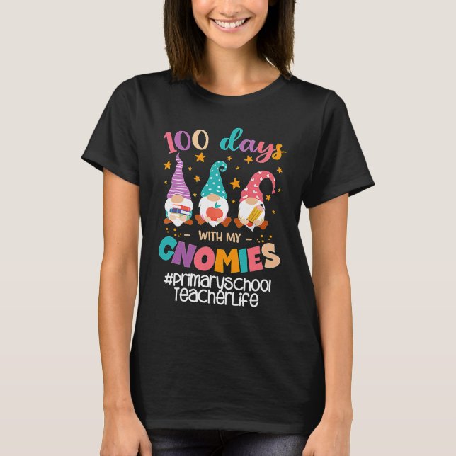 T-shirt Primary School Teacher 100 Days With My Gnomies St (Devant)