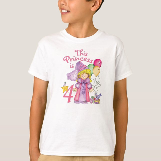 T-shirt Princesse 4e anniversaire (Devant)