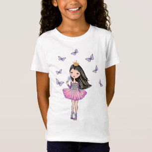 T-Shirt Princesse avec les cheveux noirs, yeux Brown,