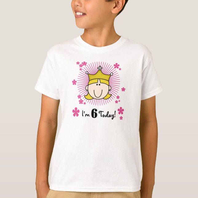 T-shirt Princesse blonde 6ème anniversaire (Devant)
