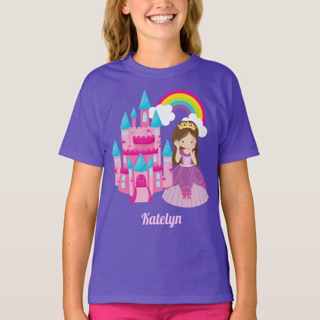 T-shirt Princesse Castle Fairytale Birthday Girl (Devant)