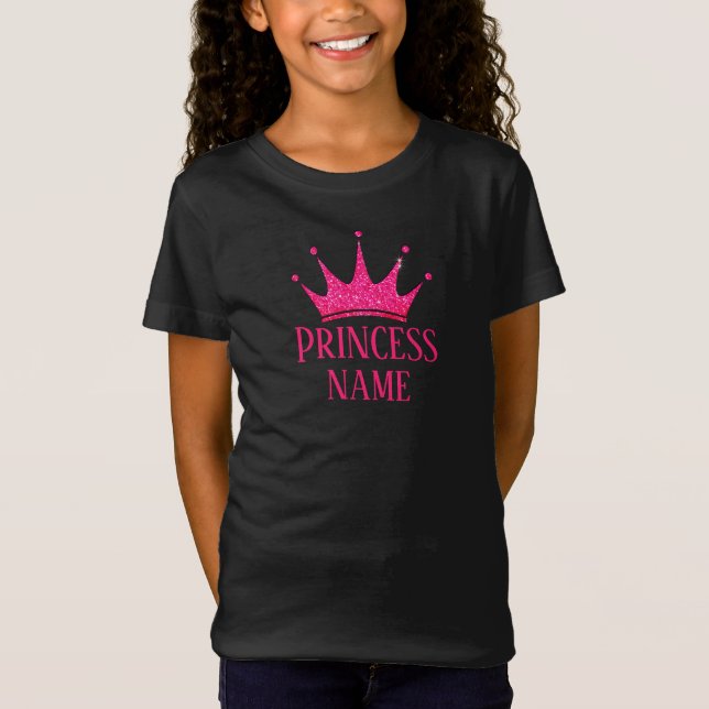 T-Shirt Princesse de la Couronne rose ... Ajouter un nom à (Devant)