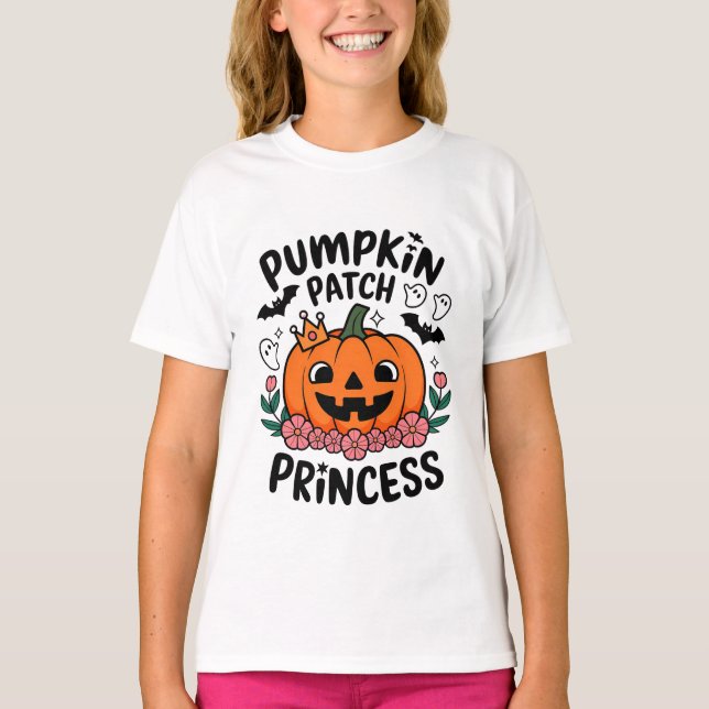 T-shirt princesse de patch citrouille (Devant)