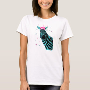 T-shirt Princesse de zèbre en Aqua avec la couronne rose