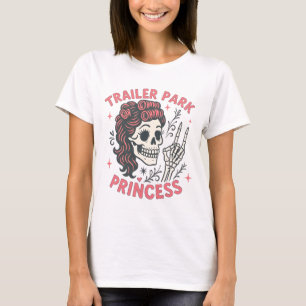 T-shirt Princesse rose de parc de remorques drôle crâne de