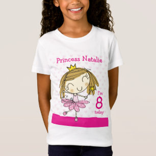 T-Shirt Princesse rose mignonne 8ème anniversaire de l'âge