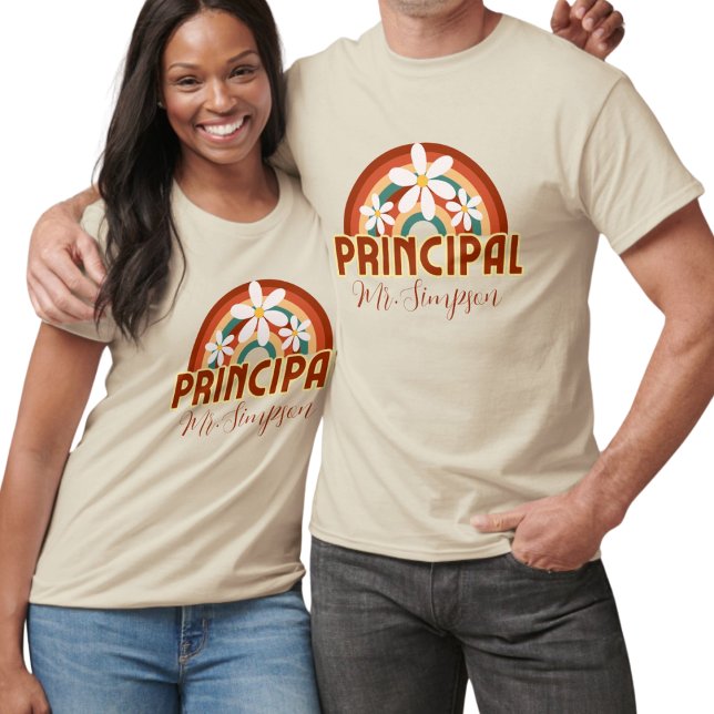 T-shirt principal rétro personnalisé avec nom (Créateur téléchargé)