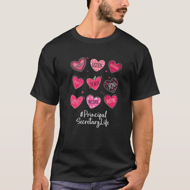 T-shirt Principal Secretary Hearts Valentine Valentines Da (Devant)