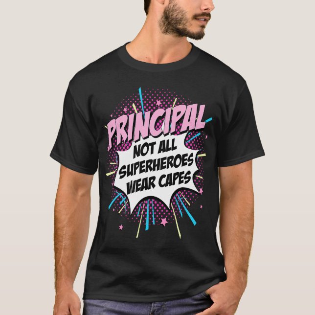 T-shirt Principal Superhero produit amusant Comic Cadeaux  (Devant)