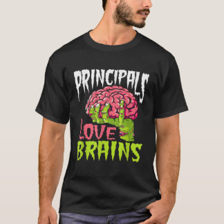 T-shirt Principaux de l'école Amour Cerveaux Zombie Enseig