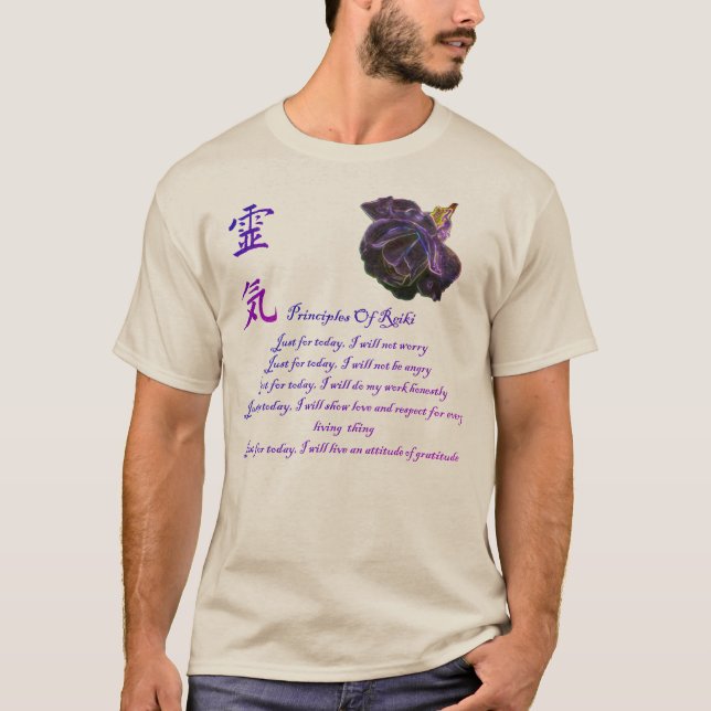 T-shirt Principes de Reiki juste pour aujourd'hui (Devant)
