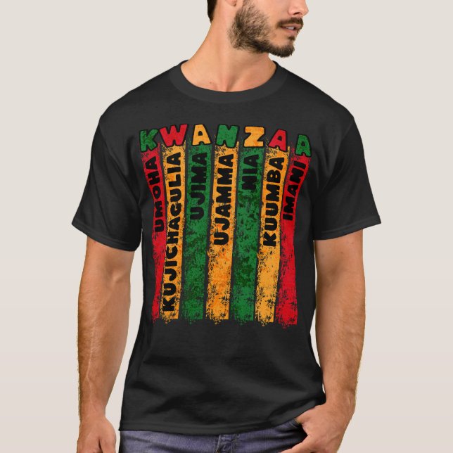 T-shirt Principes de Retro Grunge Kwanzaa (Devant)