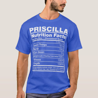 T-shirt Priscilla Nutrition Fiches Nom de la prison Annive