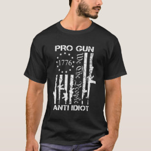 T-shirt Pro Gun Anti Idiot 2E Adt Pro Gun Usa Drapeau