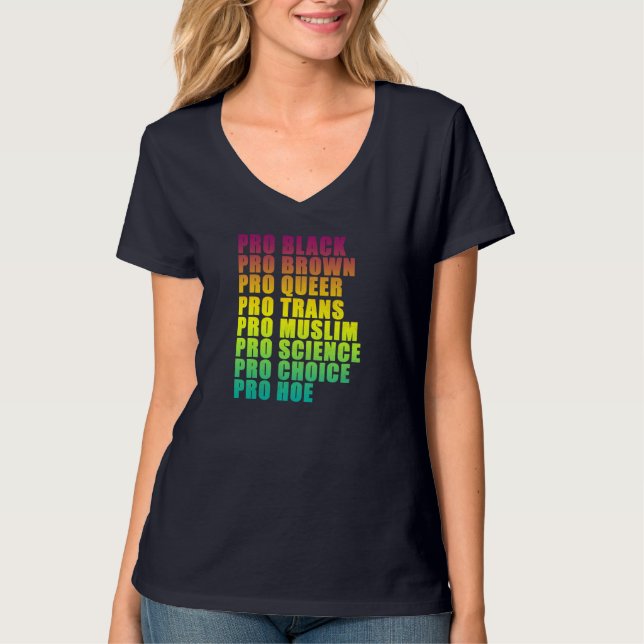 T-shirt PRO Noir, PRO Brown, PRO Queer, PRO Trans, PRO Ch (Devant)