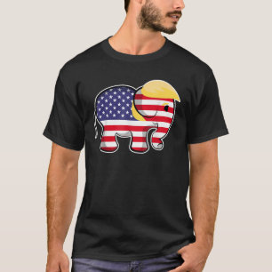 T-shirt Pro Trump Hair Elephant Rouge Blanc Bleu Drapeau R