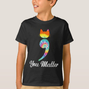 T-shirt Problème Semicolon Tie Dye Cat Prévention du suici