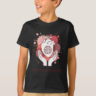 T-shirt Problèmes de santé mentale Cœur Cerveau Sensibilis