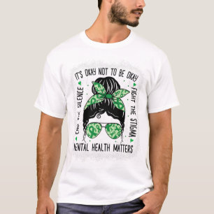T-shirt Problèmes de santé Messy Bun Sensibilisation à la