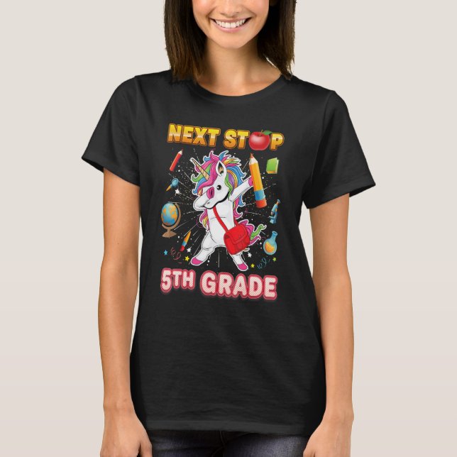 T-shirt Prochain arrêt 5e année Dabbing Unicorn Cinquième  (Devant)