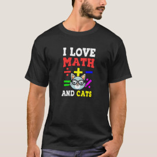 T-shirt Prof de maths nerd amateur de chat J'adore les mat