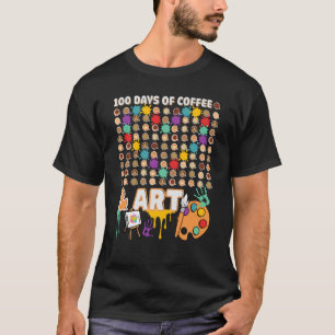 T-shirt Professeur D'Art 100E Jour De L'École Artiste Café