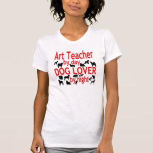 T-shirt Professeur d'art Amoureux des chiens en rouge